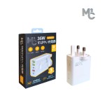 ADC - 36W Fast Charging Mobile Phone Charger with 3 USB + 2 PD